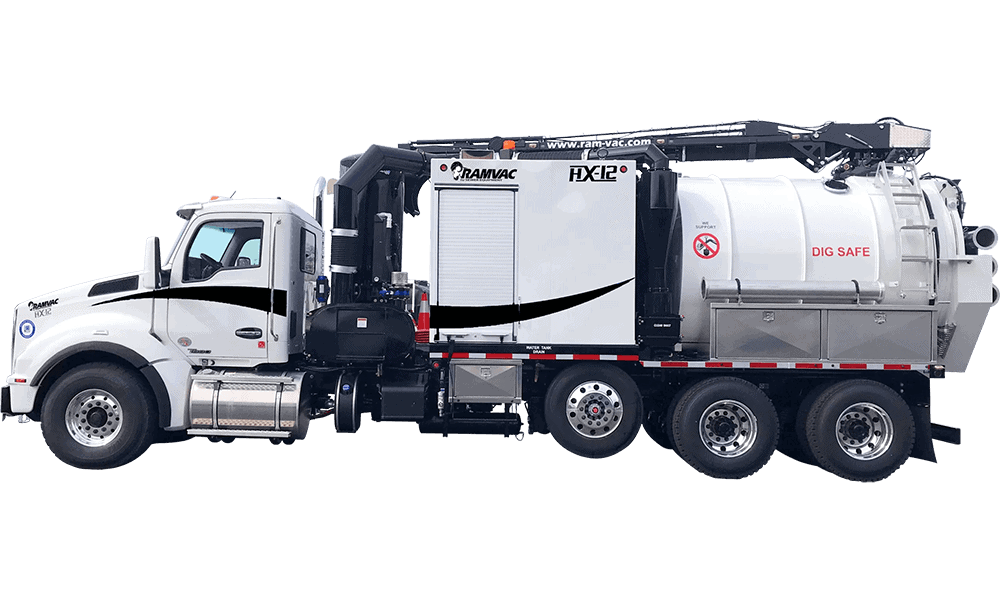 HX-12 Drivers Black And White - Armor Equipment Truck Side View