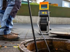 checks a blocked drain with a camera - Armor Equipmet