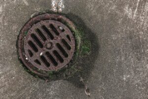 Visible cracks or leaks in sewer pipes.